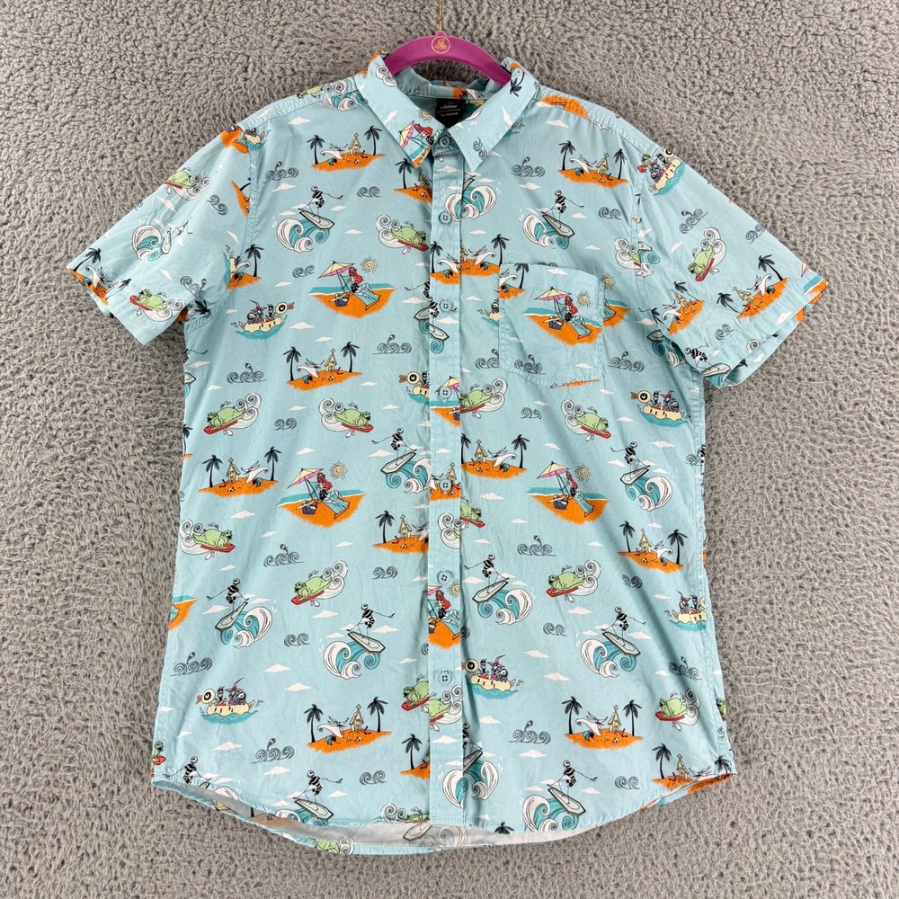 Disney Our Universe Shirt Mens Medium Blue Nightmare Before Christmas Beach Surf